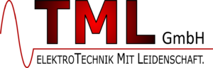Partner-Logo der Firma TML GmbH mit rot-schwarzen Schriftzug und roter Amplitude